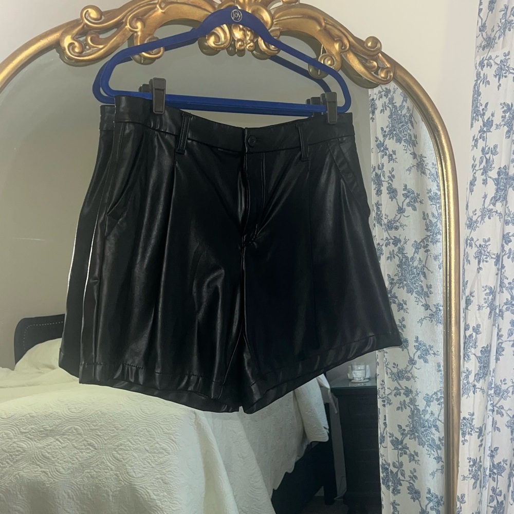 American Eagle Outfitters Black High Waist Shorts Faux Leather Black shorts